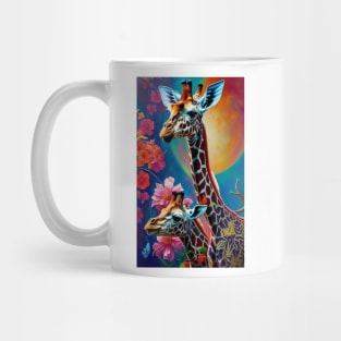 Giraffe Colorful Floral Flower Mug